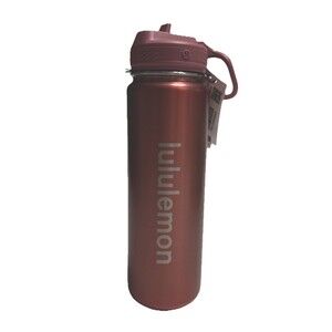 Lululemon Back To Life Sport Bottle 24 Oz Straw Lid Pink Spiced Chai NWT
